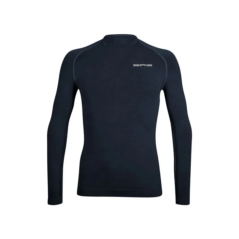SPRING AERO2 109 Navy t-shirt unisex manica lunga lana merinos