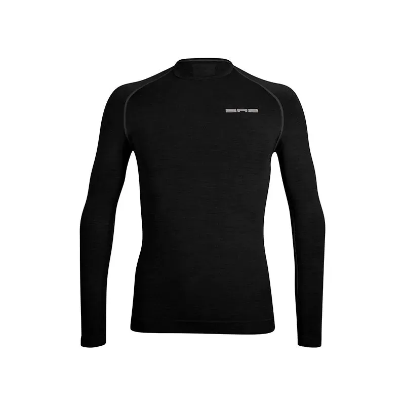 SPRING AERO2 109 Nero t-shirt unisex manica lunga lana merinos