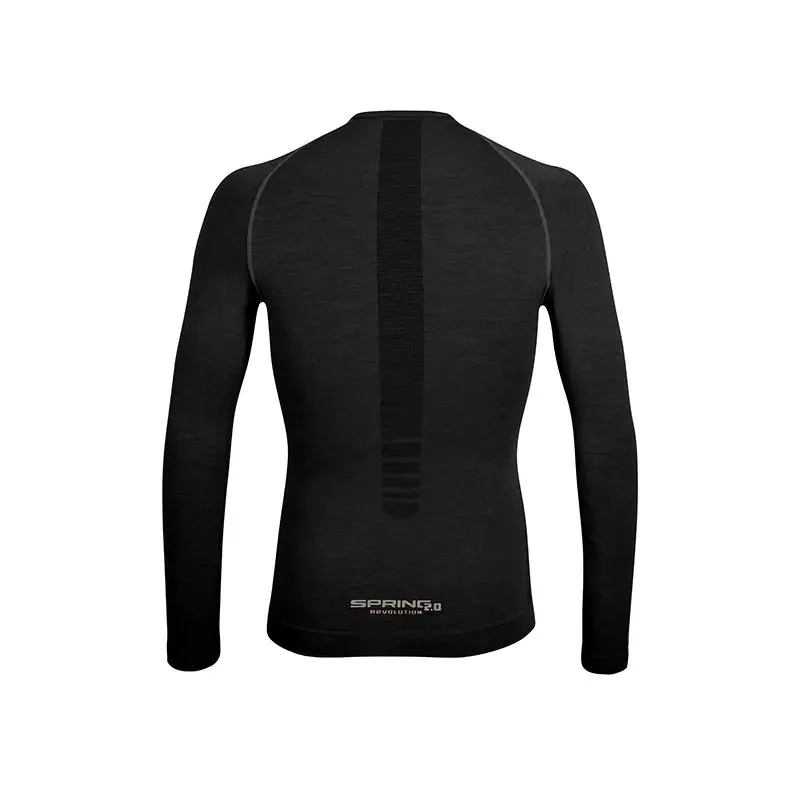 SPRING AERO2 109 Nero t-shirt unisex manica lunga lana merinos