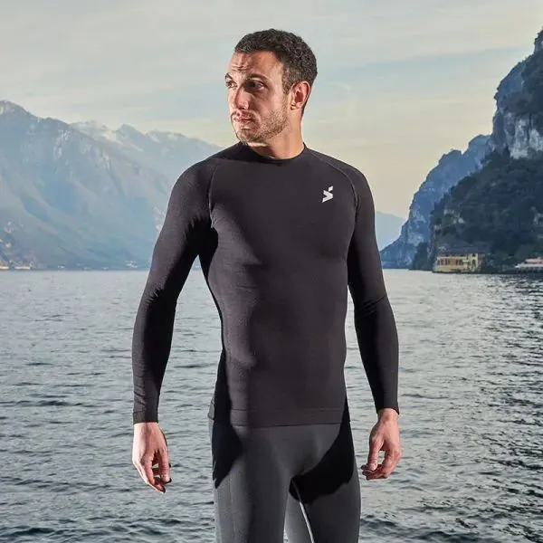 SPRING AERO2 109 Nero t-shirt unisex manica lunga lana merinos