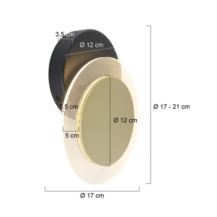 Steinhauer Lido Plafoniera LED Oro, Nero, 1-Luce