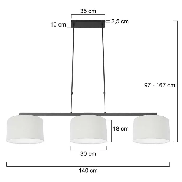 Steinhauer Stang Lampada a Sospensione Nero, 3-Luci