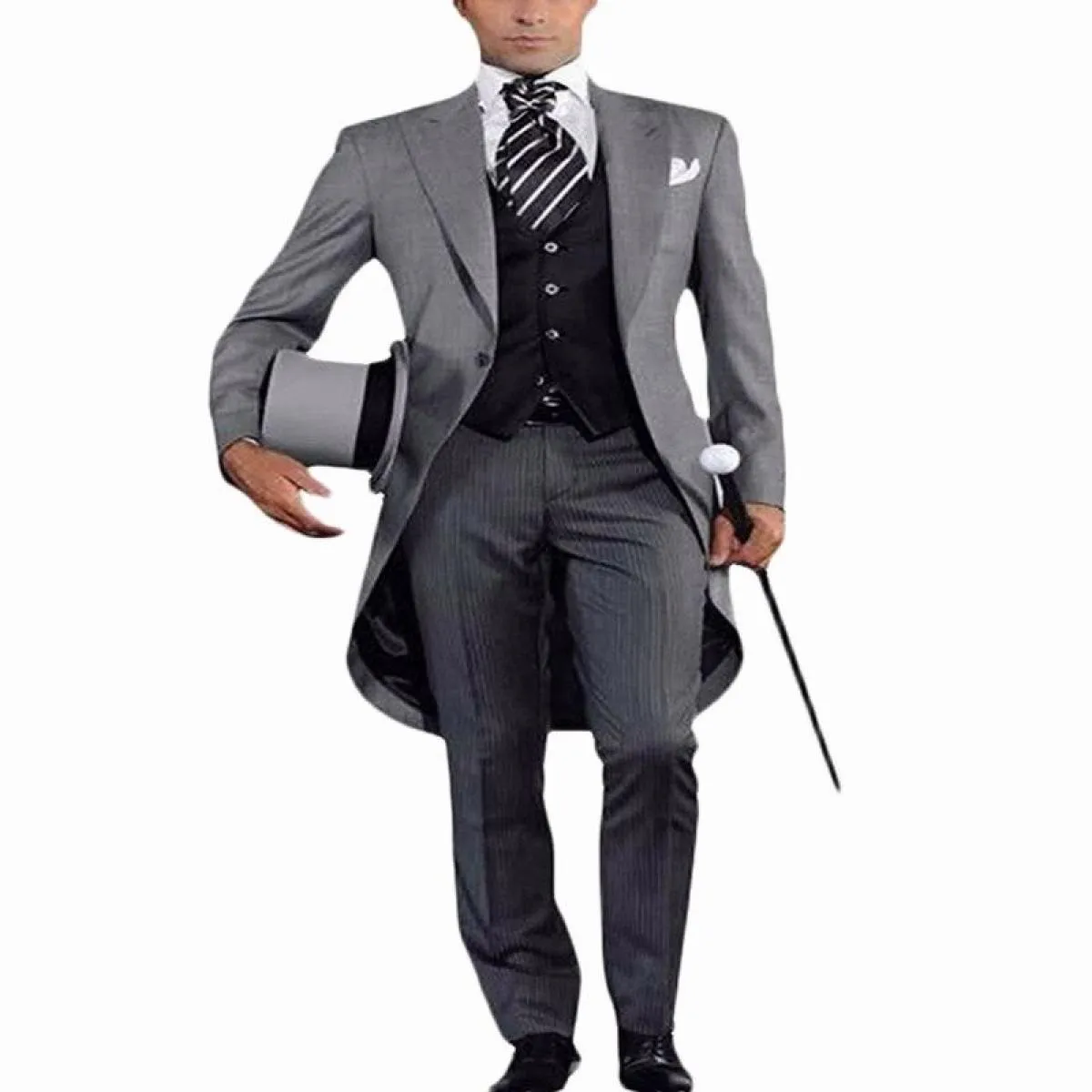 Stile gentiluomo italiano Matrimonio uomo Cappotto lungo coda Smoking dello sposo Prom Abiti formali da uomo Terno Masculino (gi