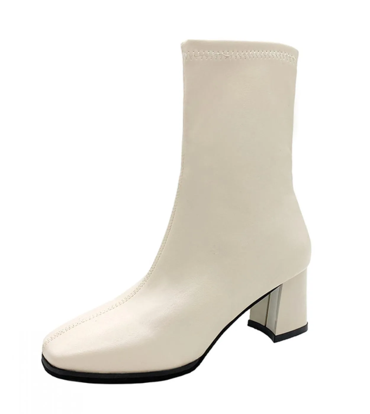 Stivaletti con tacco quadrato Stivali moda donna Versione 6cm Tacchi in pelle con cerniera Calzature da donna Scarpe casual