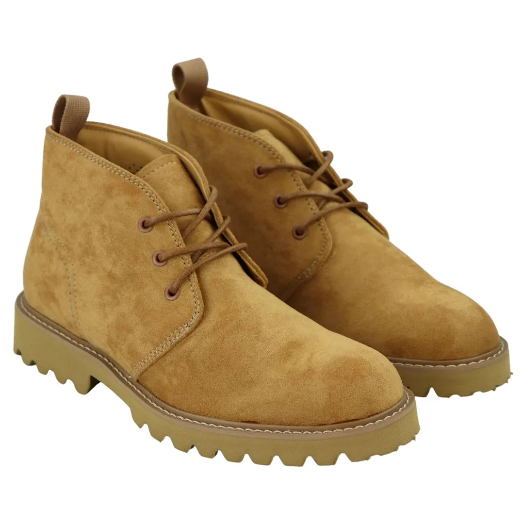 Stivali Casual da Uomo Stile Chukka Allacciati in Pelle Scamosciata