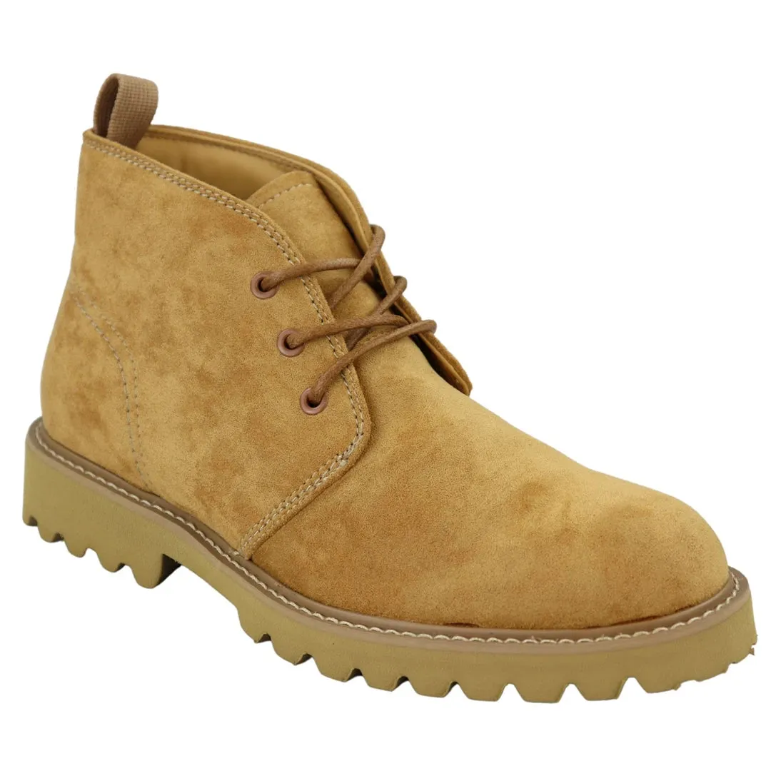Stivali Casual da Uomo Stile Chukka Allacciati in Pelle Scamosciata