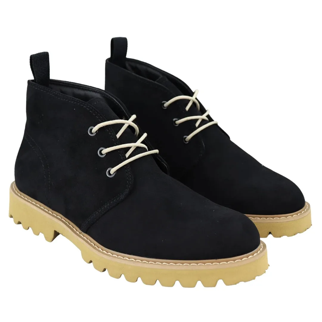 Stivali Casual da Uomo Stile Chukka Allacciati in Pelle Scamosciata