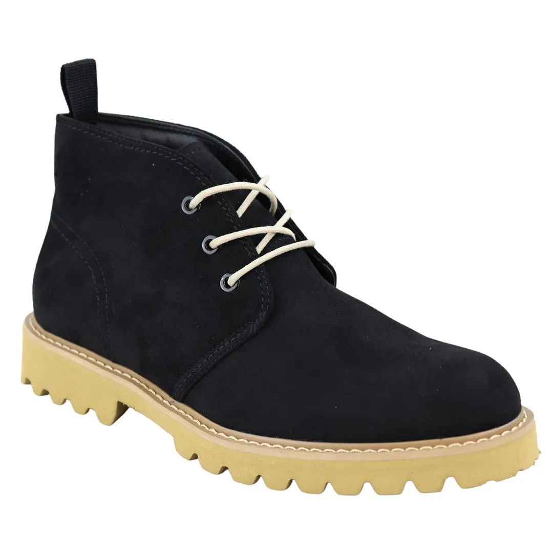 Stivali Casual da Uomo Stile Chukka Allacciati in Pelle Scamosciata