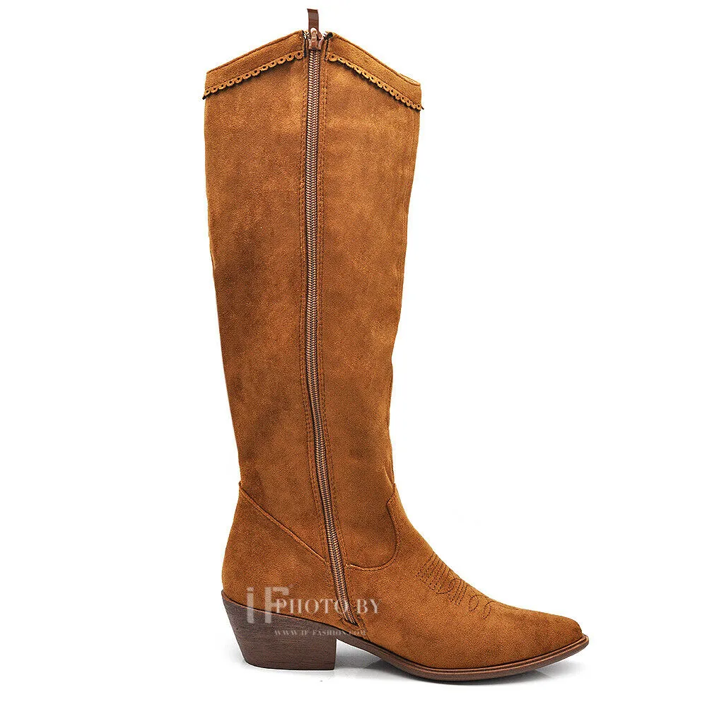 Stivali Texani Cowboy Cowgirl Con Frange Camoscio Sintetico Camperos ML60