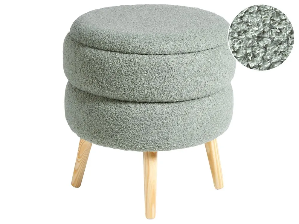 Storage Stool Boucle Green OKATON