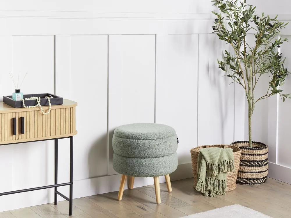 Storage Stool Boucle Green OKATON