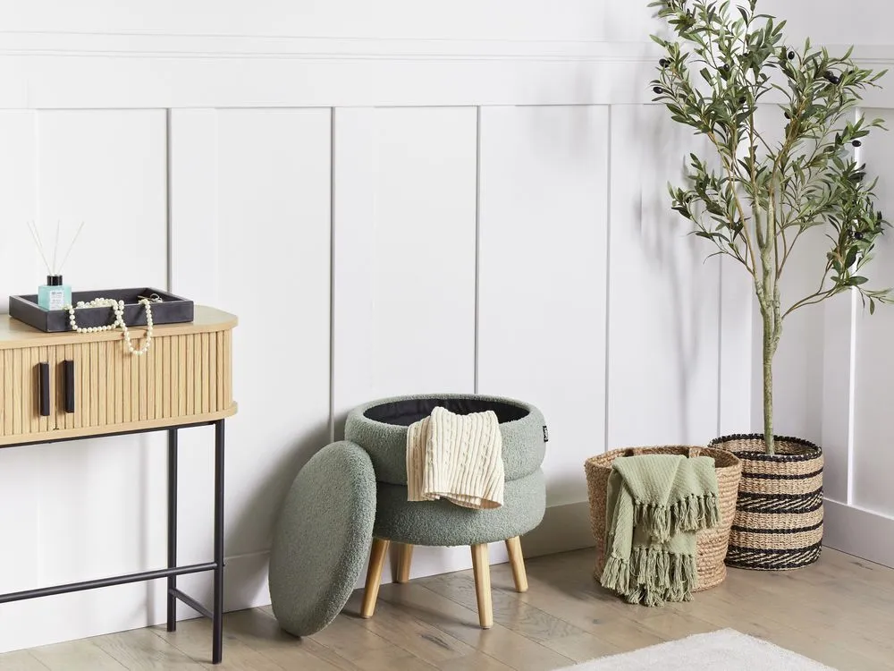 Storage Stool Boucle Green OKATON