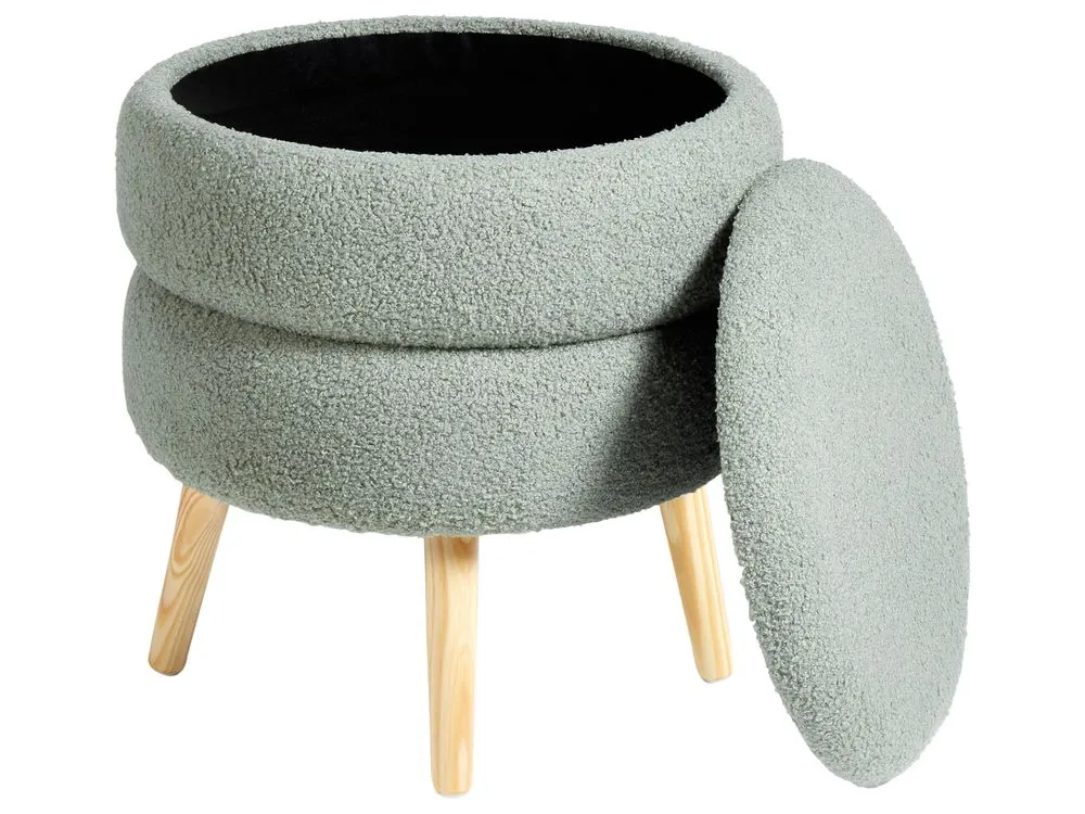 Storage Stool Boucle Green OKATON