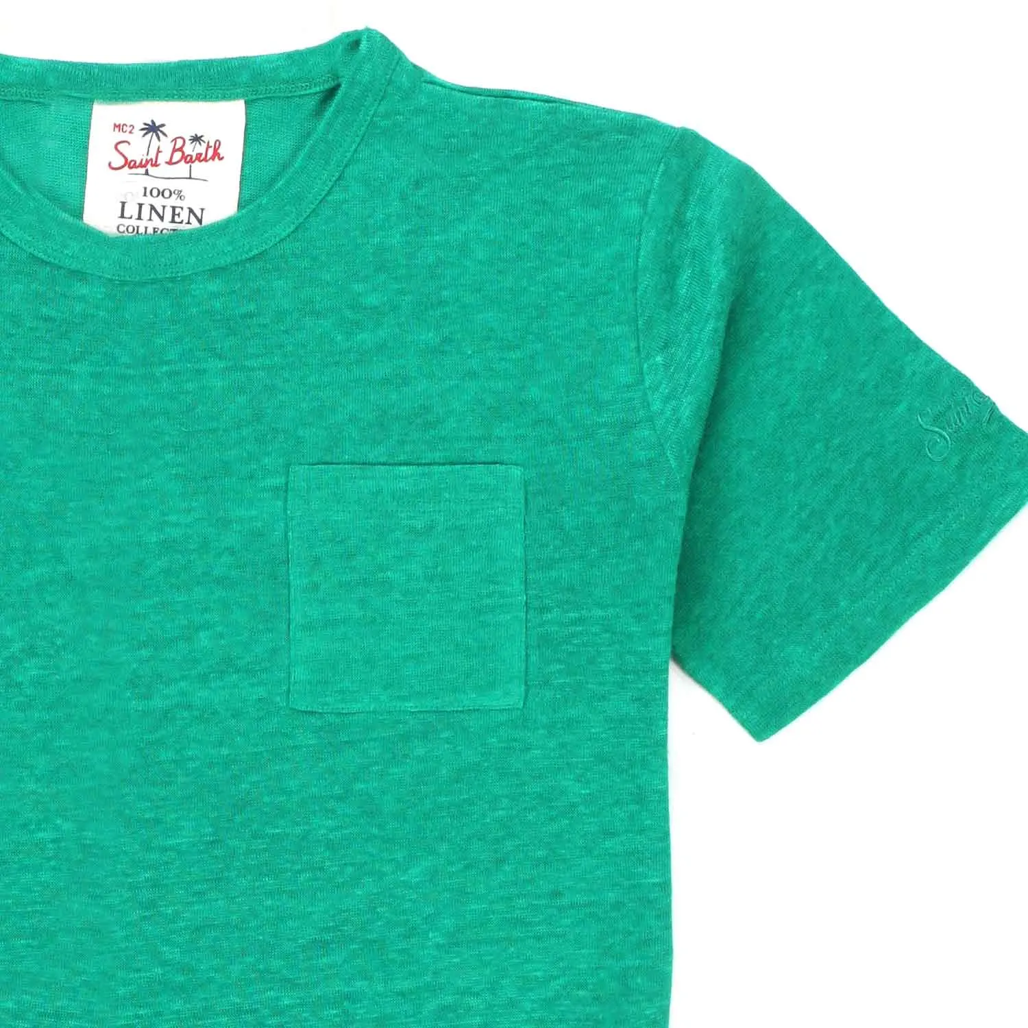 T-Shirt Di Lino Verde Bambino E Teen