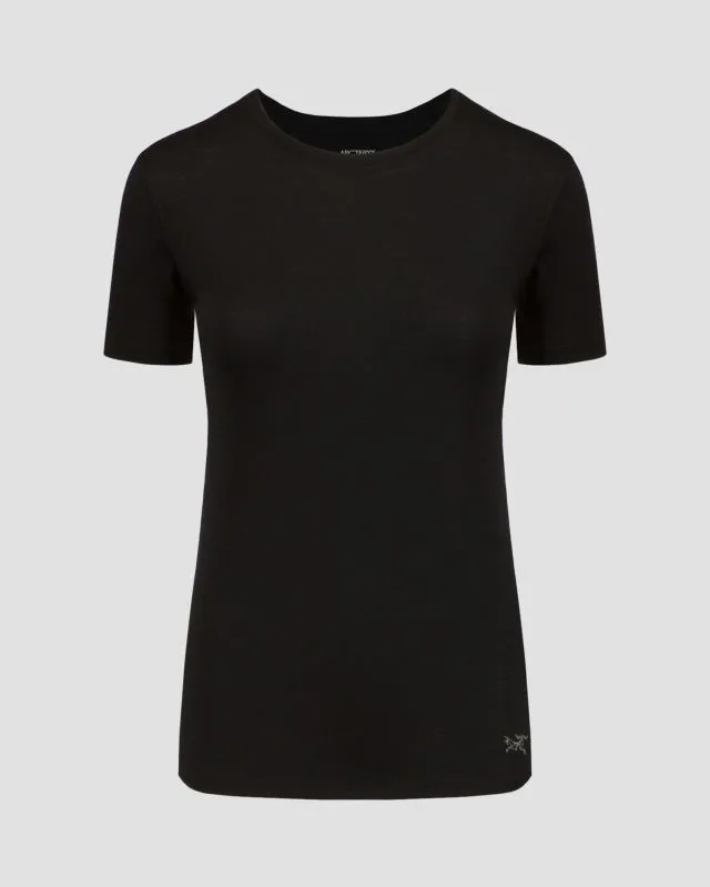 T-shirt nera da donna Arcteryx Lana MW Crew SS W