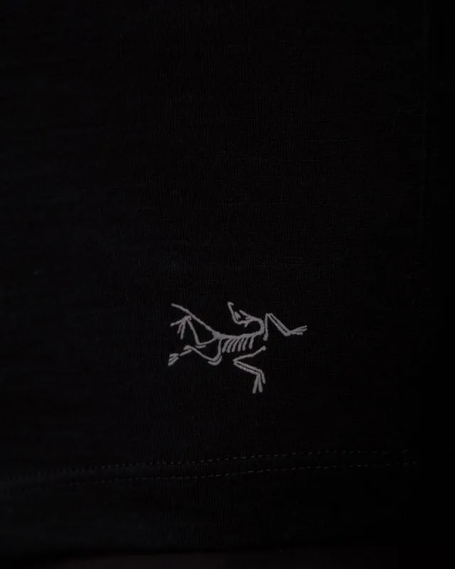 T-shirt nera da donna Arcteryx Lana MW Crew SS W