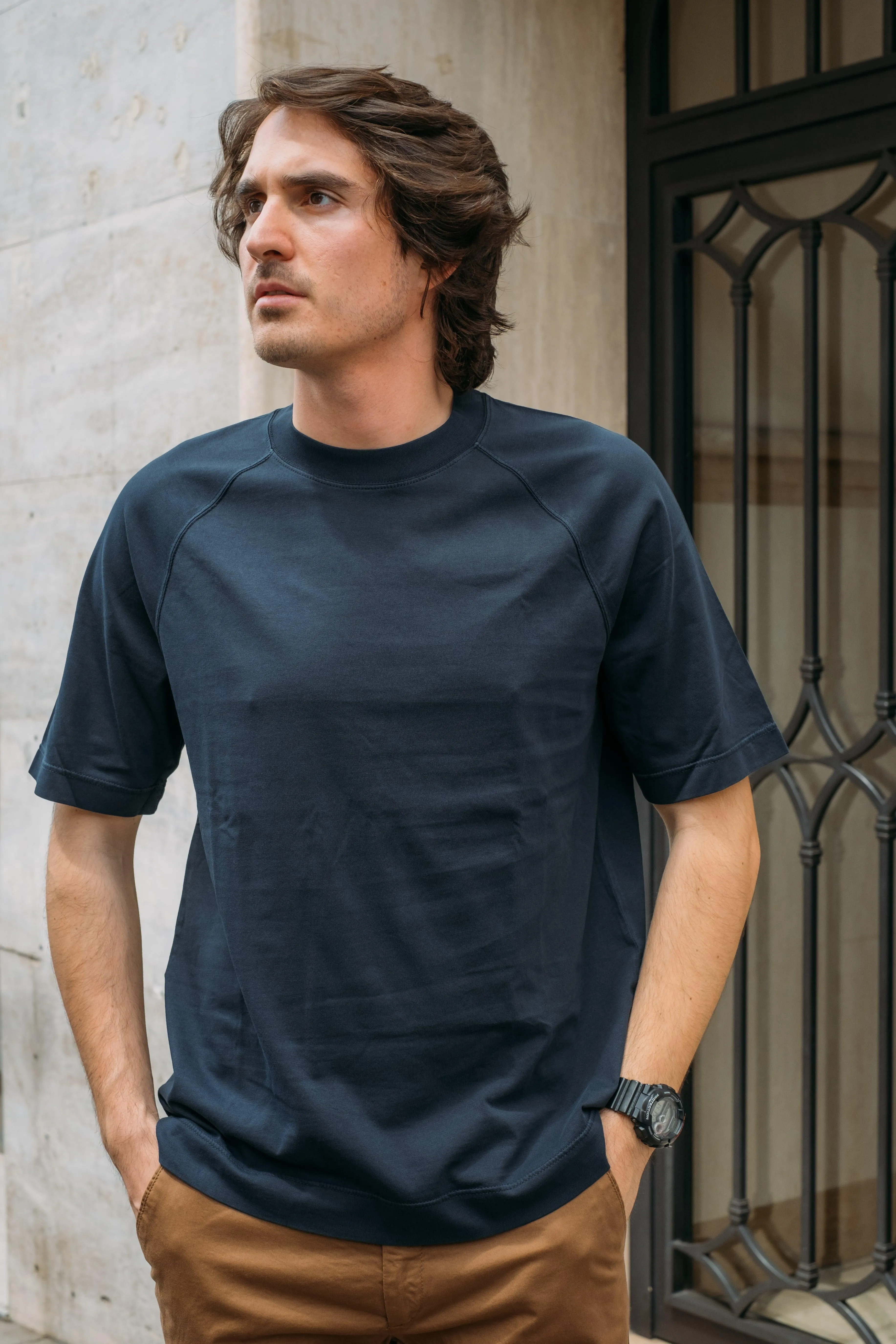 T-shirt Raglan in Jersey Blu Navy