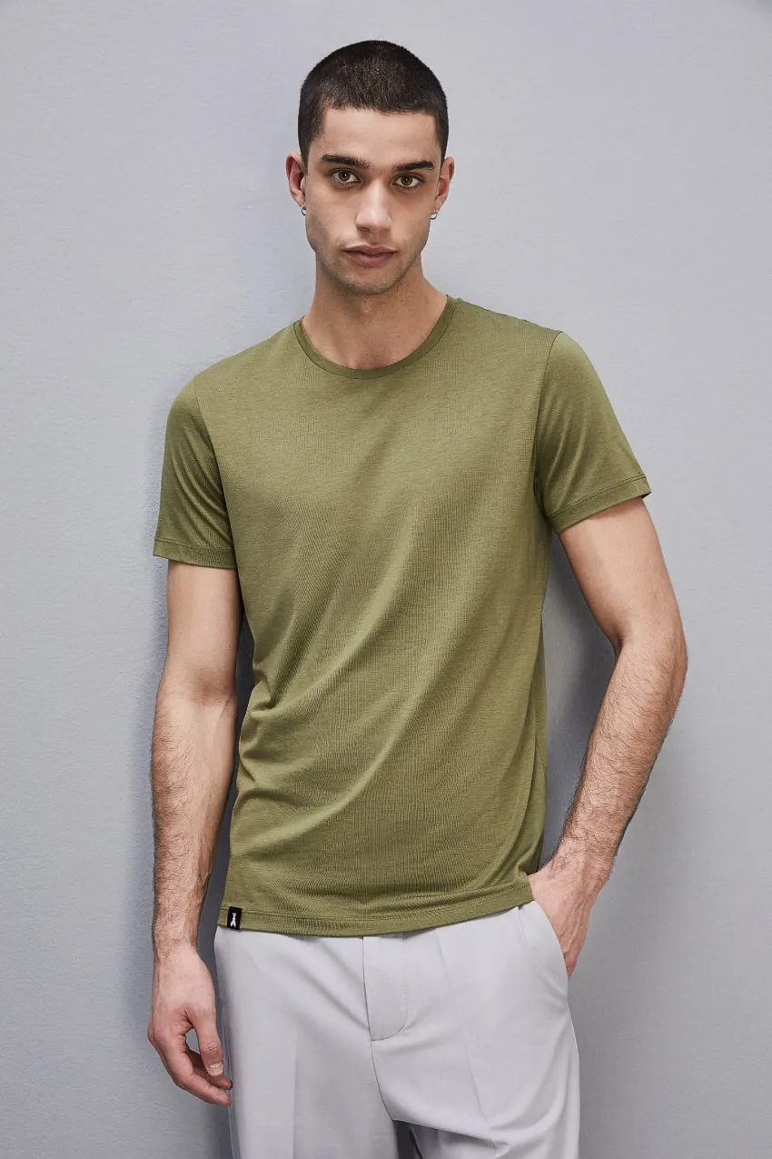 T-shirt slim fit in lyocell e cotone     