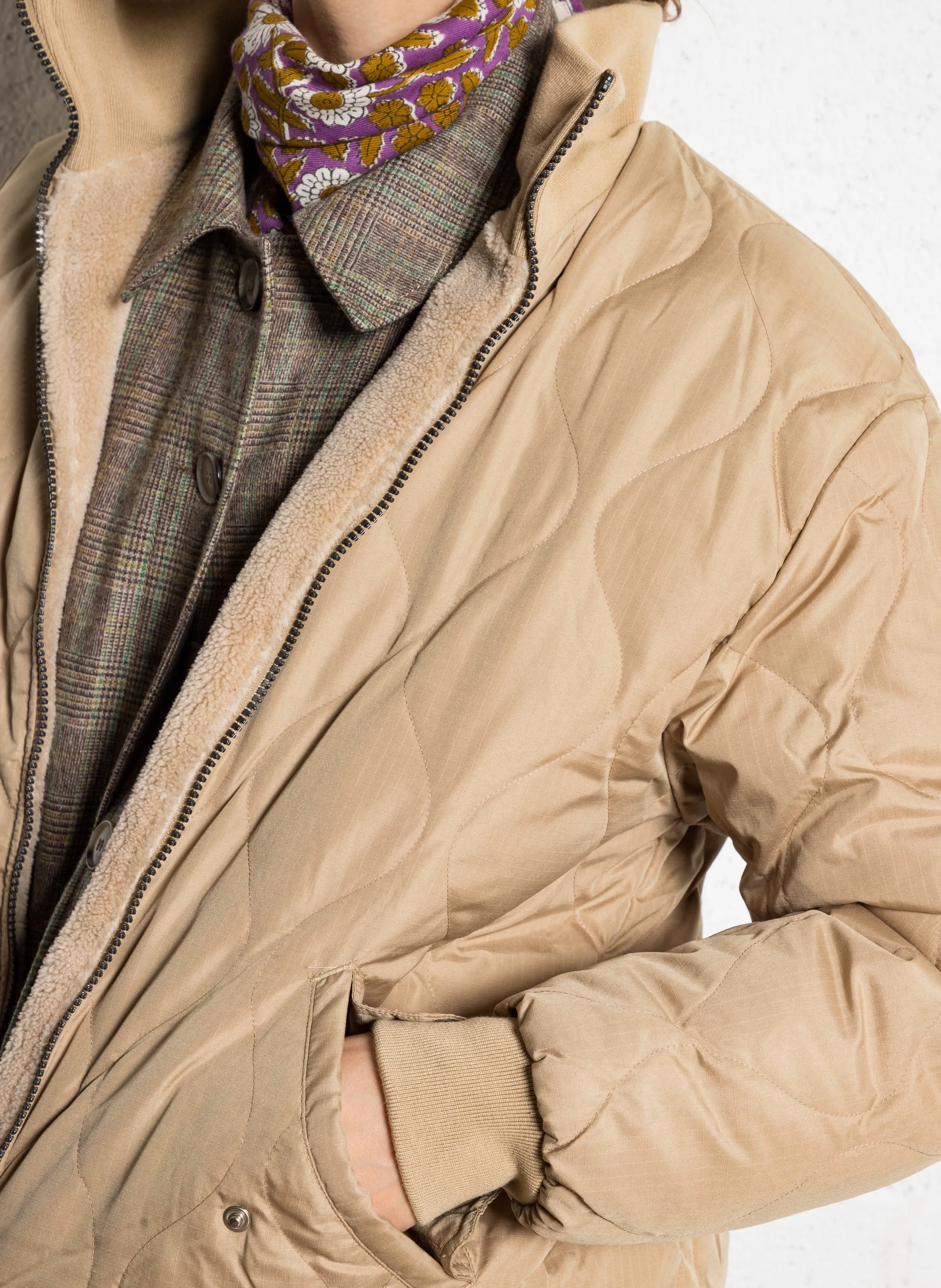  TAION   Giacca diritta reversibile con collo alto | Beige