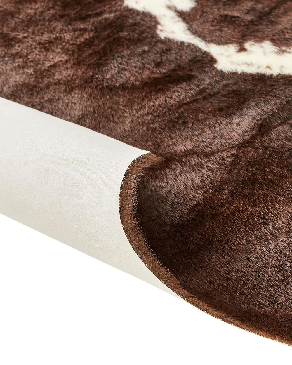 Tappeto ecopelle mucca marrone e bianco 150 x 200 cm BOGONG
