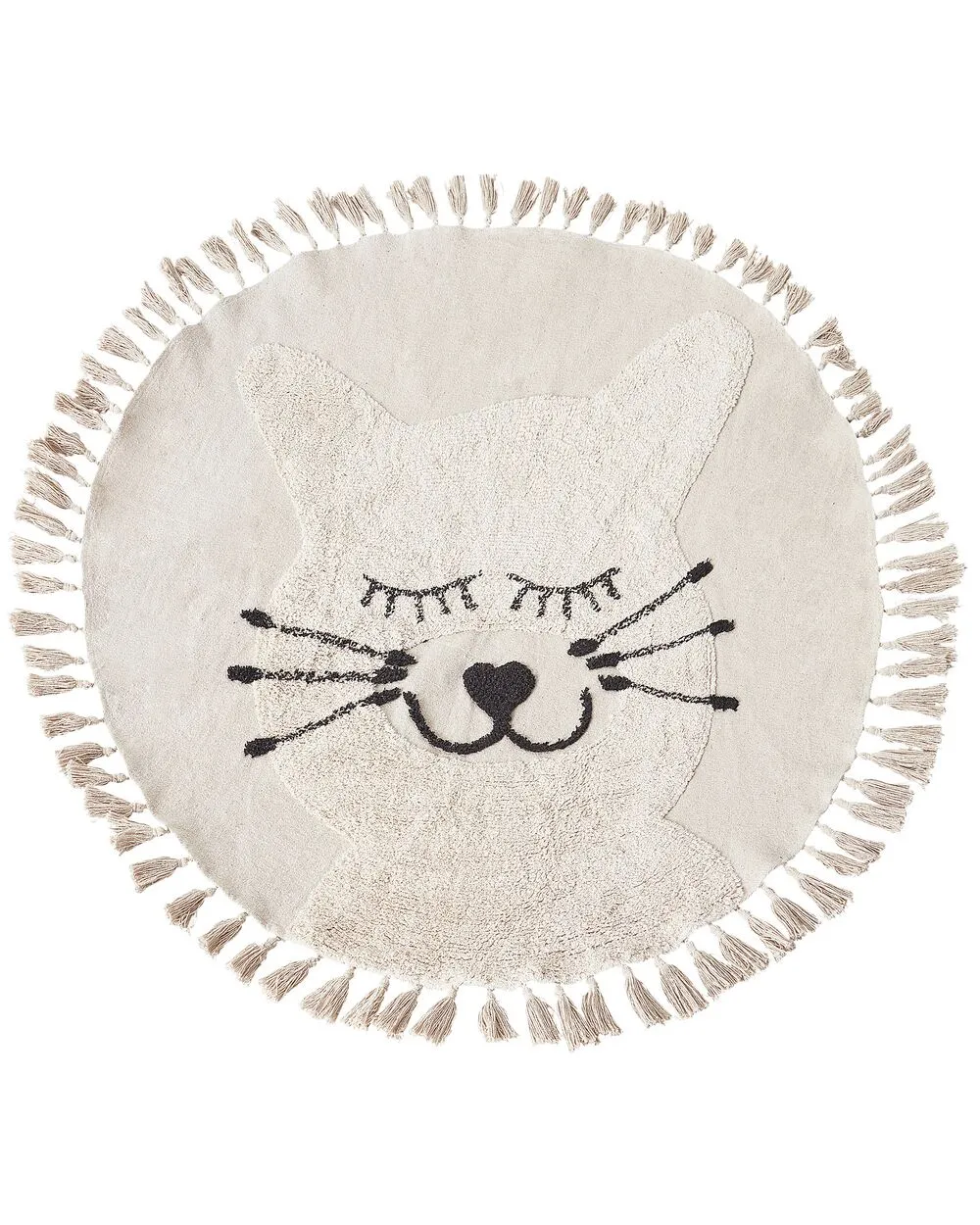 Tappeto per bambini cotone beige motivo gatto ø 120 cm ETSERI