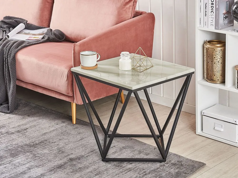 Tavolino effetto marmo beige e nero 50 x 50 cm MALIBU