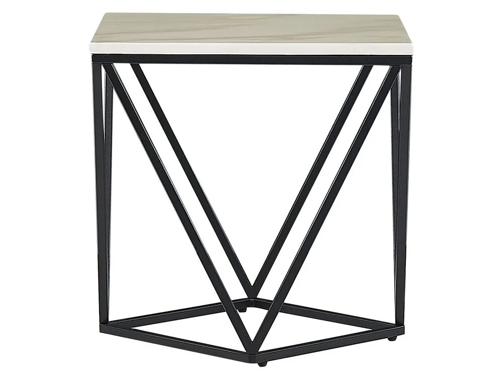 Tavolino effetto marmo beige e nero 50 x 50 cm MALIBU
