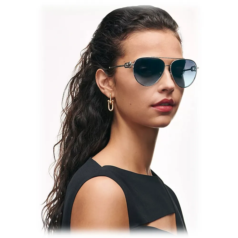 Tiffany & Co. - Occhiale da Sole Pilota - Argento Tiffany Blue® - Collezione Tiffany City HardWear - Tiffany & Co. Eyewe