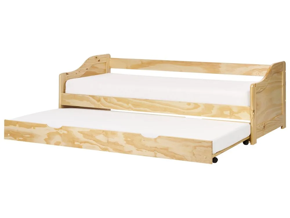 Trundle Bed Wood LUNERAY 90 x 200 cm (EU Single) Light Brown