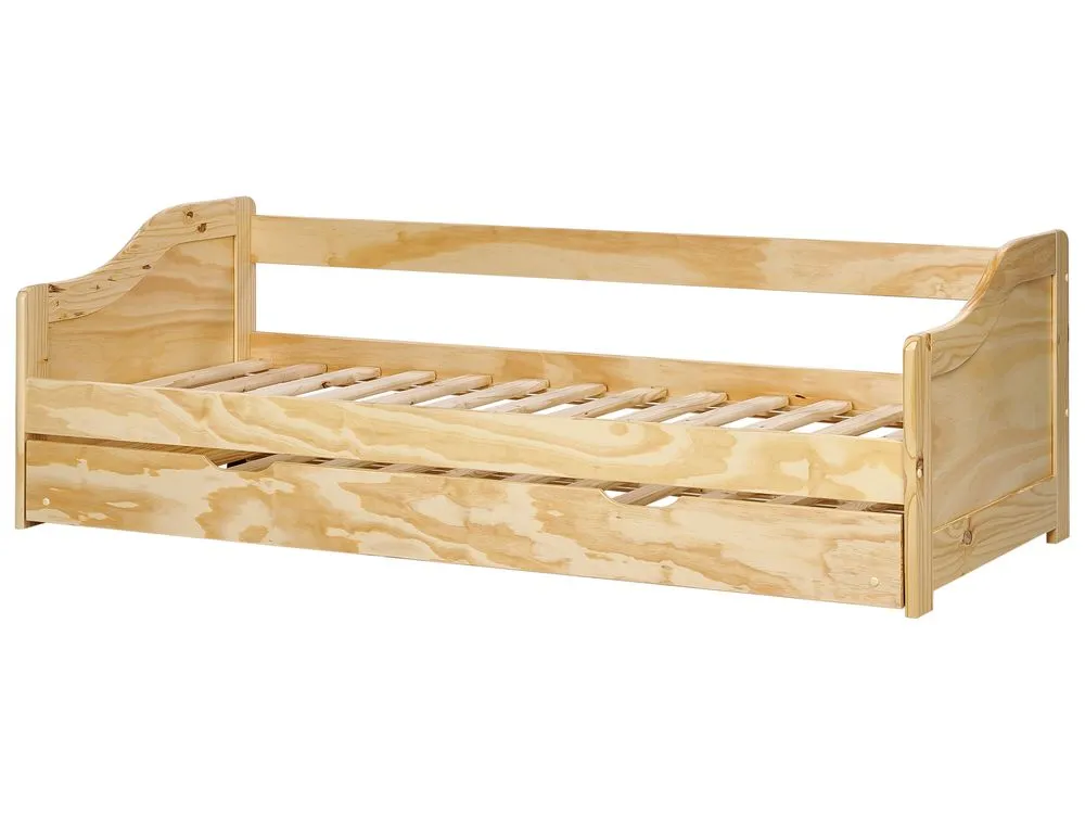 Trundle Bed Wood LUNERAY 90 x 200 cm (EU Single) Light Brown