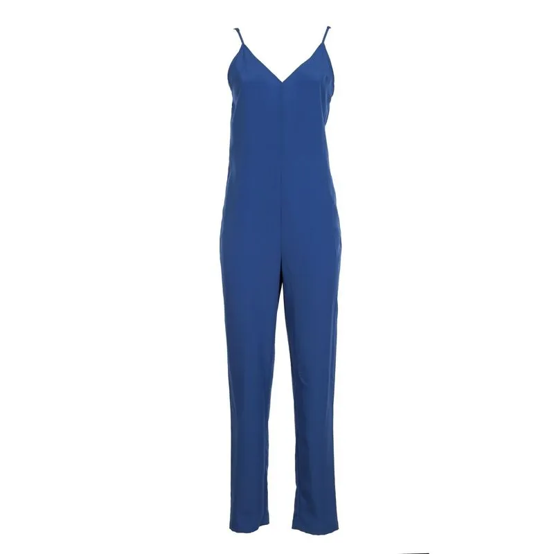 Tuta blu spallina stretta 