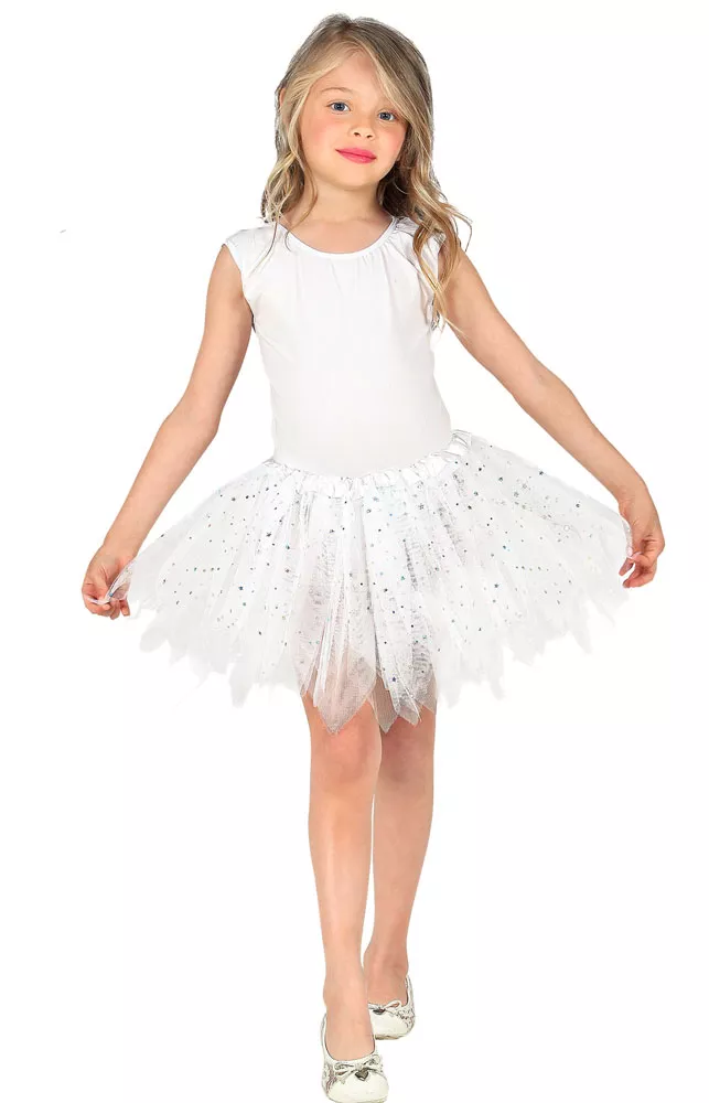 Tutù bianco glitterato per bambina
