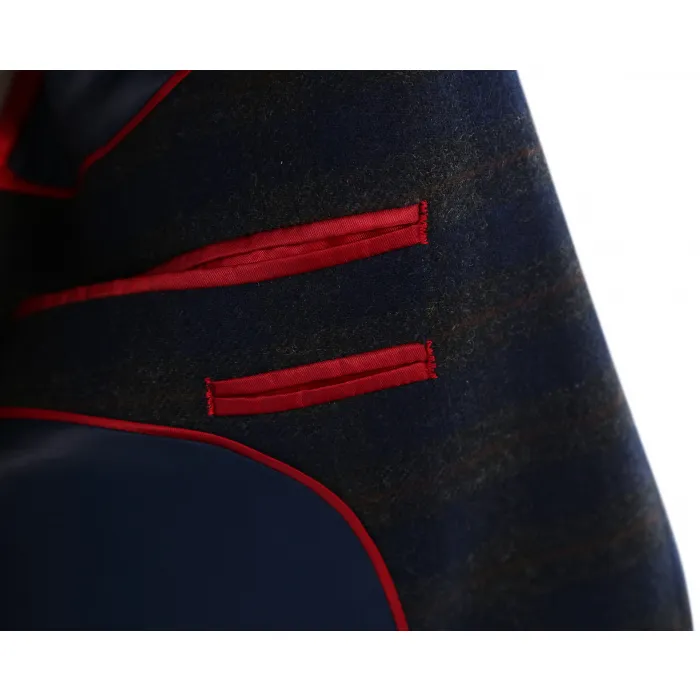 Tweed di lana Henk ter Horst con motivo tartan inglese Blu scuro
