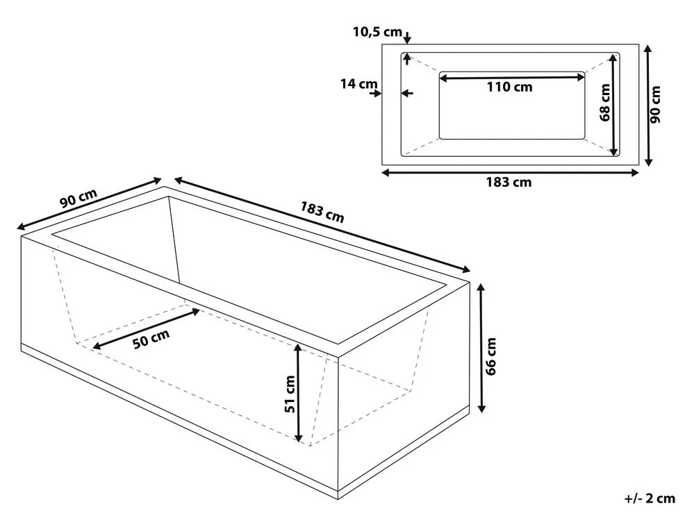 Vasca da bagno idromassaggio versione destra color nero 183 x 90 cm VARADERO