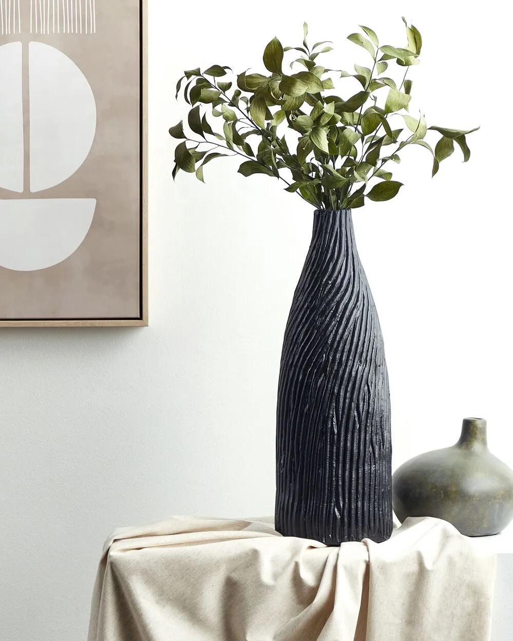 Vaso decorativo FLORENTIA Ceramica 50 cm Nero