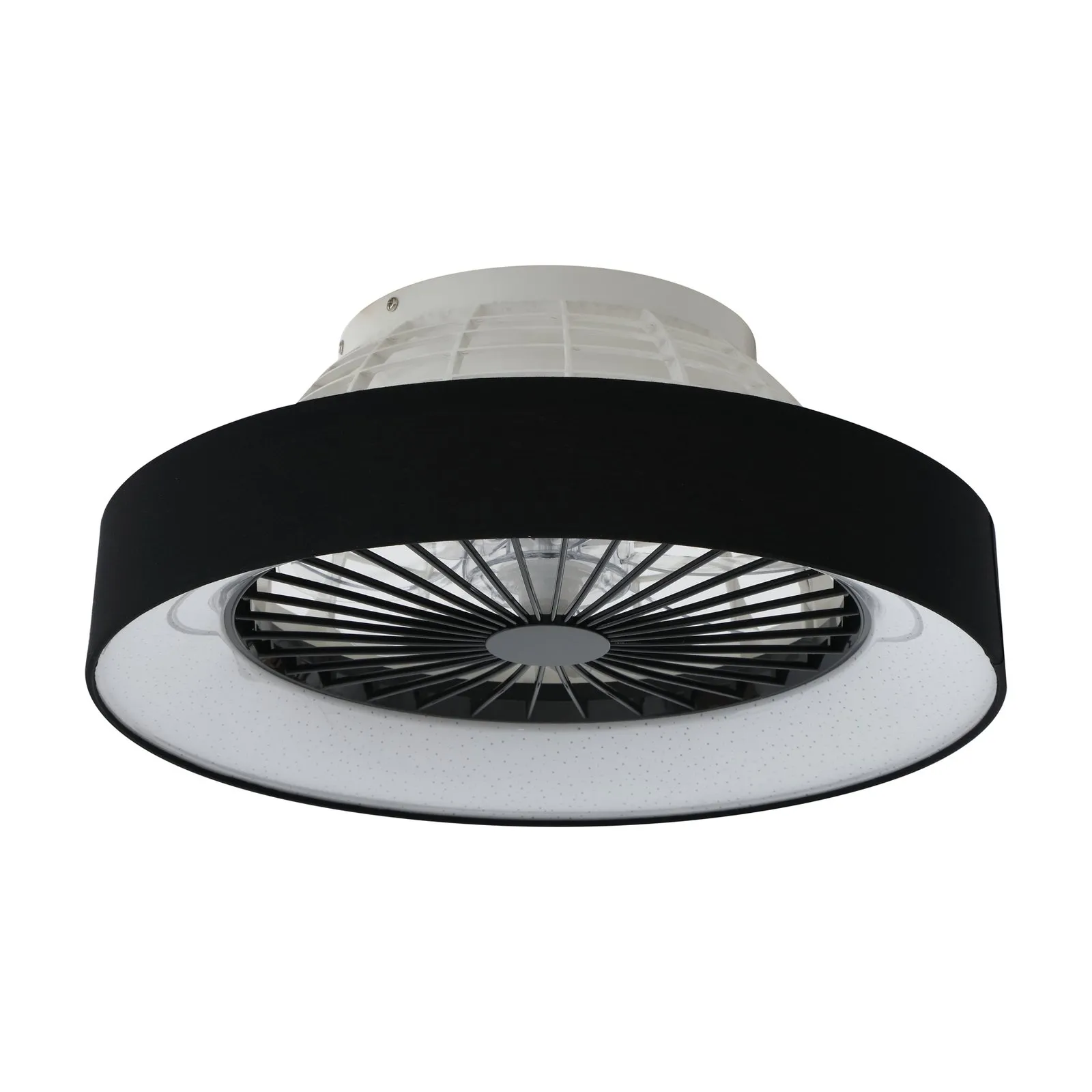 Ventilatore da soffitto Lindby LED Mace, nero, silenzioso, Ø 47 cm