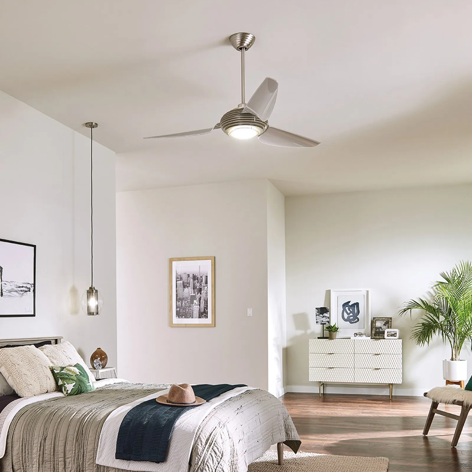 Ventilatore LED a soffitto Voya crema