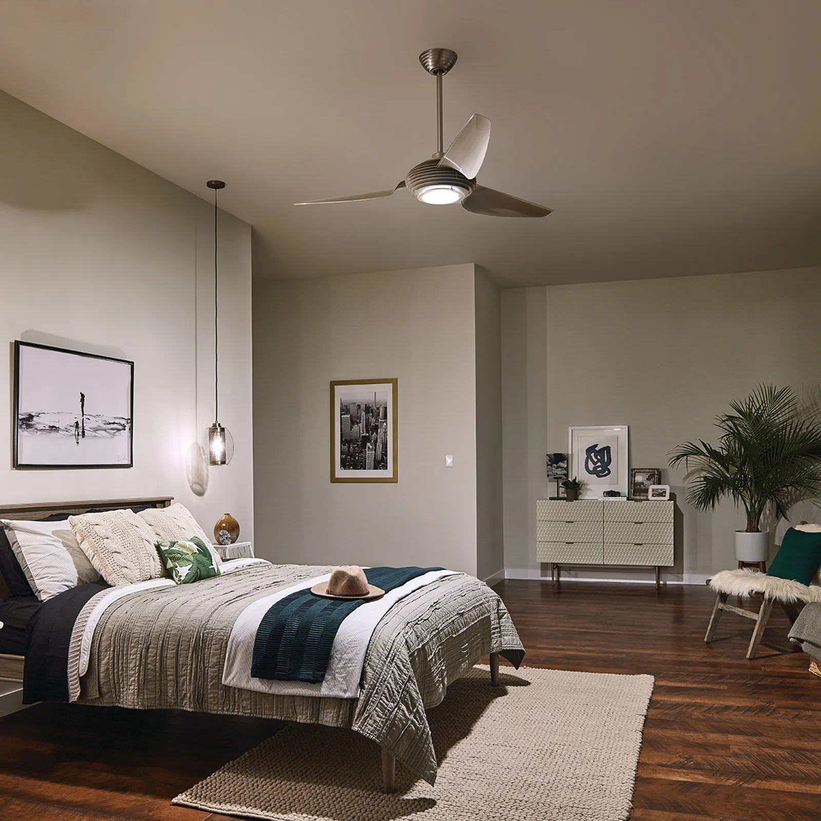 Ventilatore LED a soffitto Voya crema