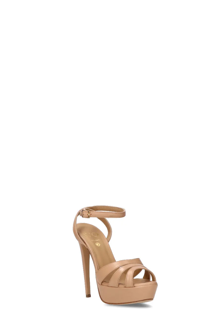 WO MILANO Sandalo donna beige in pelle