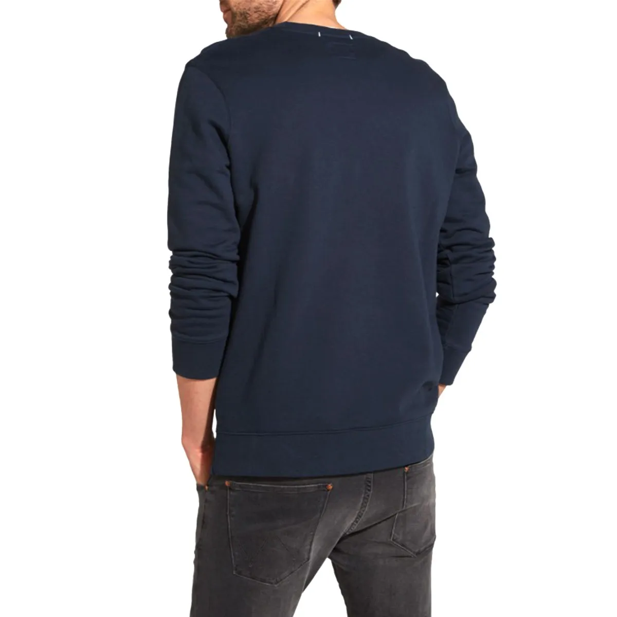 Wrangler felpa crew logo uomo blu