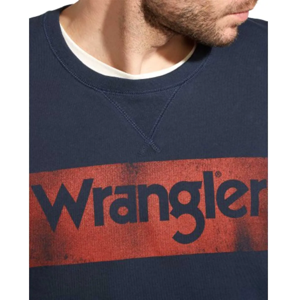 Wrangler felpa crew logo uomo blu