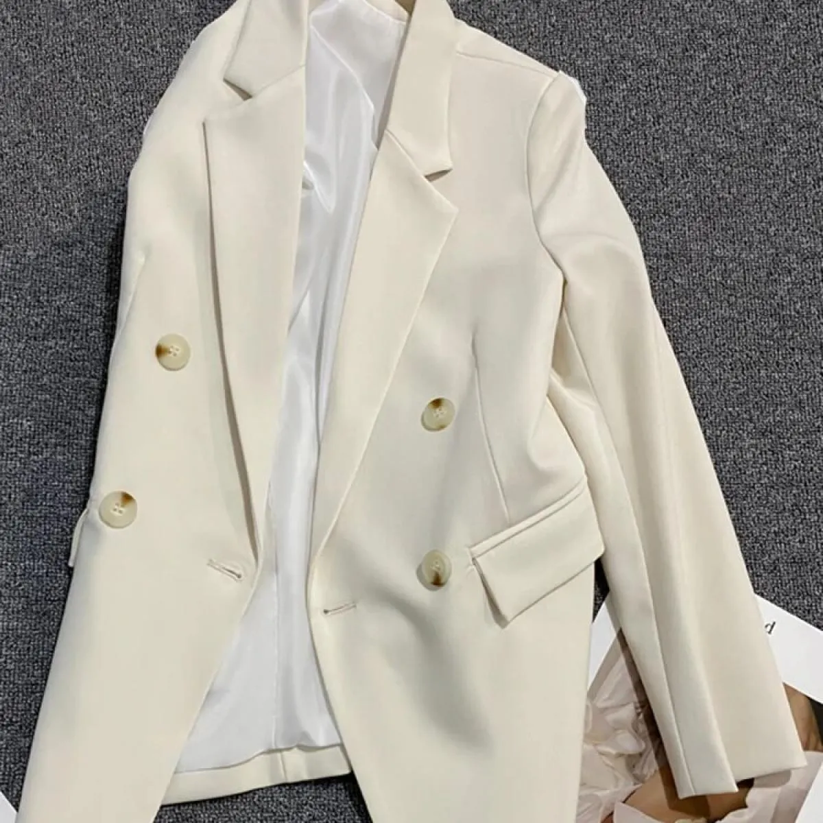 Xfpv Abito Doppio Breated Abbigliamento Donna Manica Lunga Solid Blazer Cappotto Giacca 2023 Moda Nuova Tendenza Primavera Autun