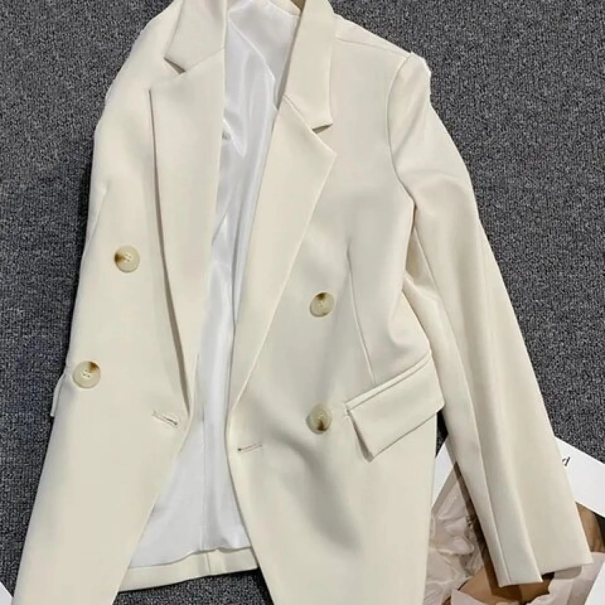 Xfpv Abito Doppio Breated Abbigliamento Donna Manica Lunga Solid Blazer Cappotto Giacca 2023 Moda Nuova Tendenza Primavera Autun