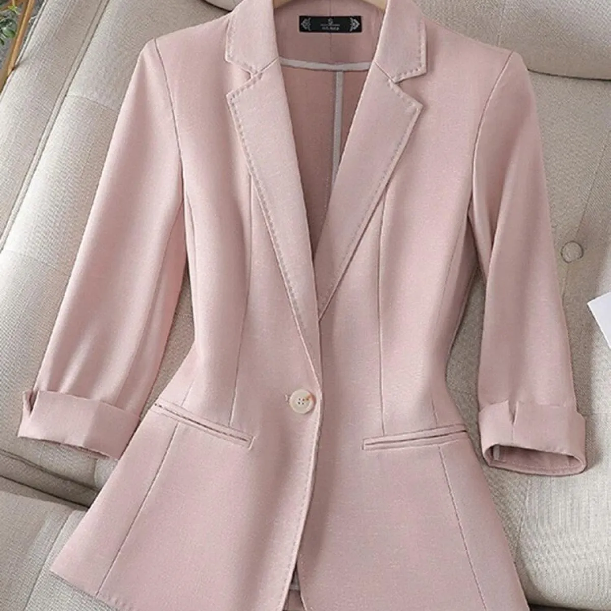 Xfpv Donna Casual Temperamento Verde Cappotto Sottile con Bottoni Giacca Monopetto Giacca Moda Nuova Marea Primavera Autunno 202