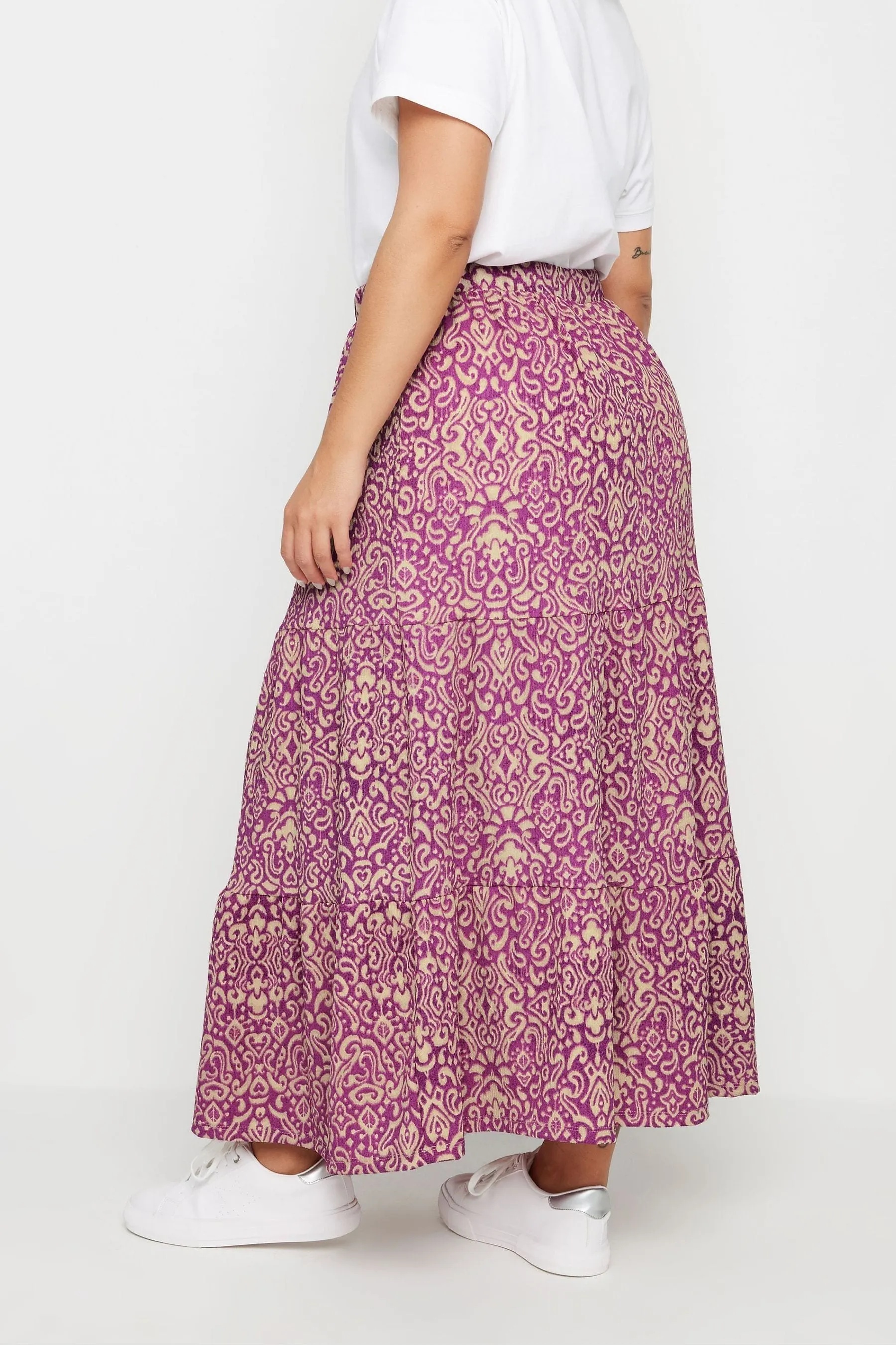 Yours Curve Paisley Print Textured Maxi Skirt    