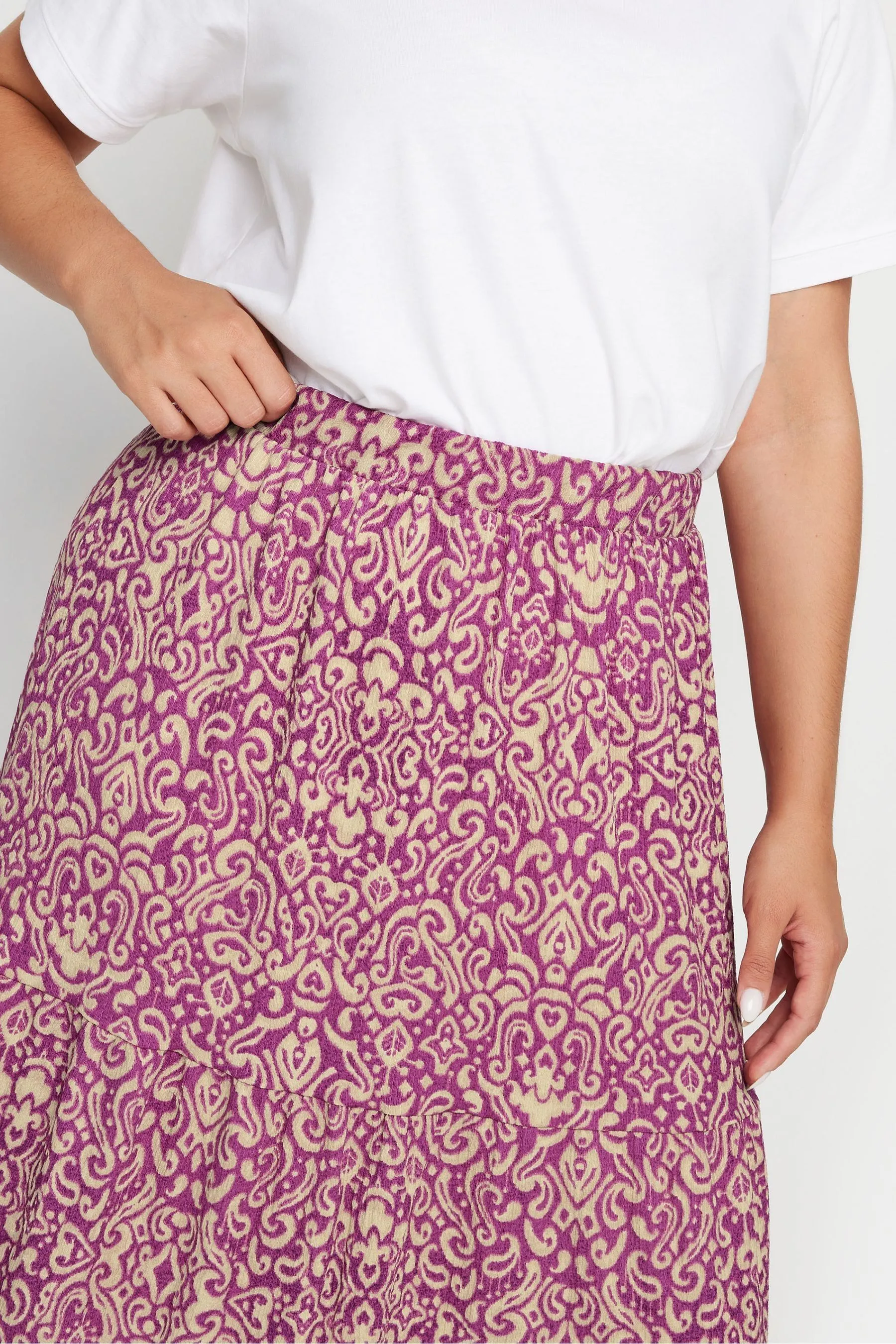 Yours Curve Paisley Print Textured Maxi Skirt    