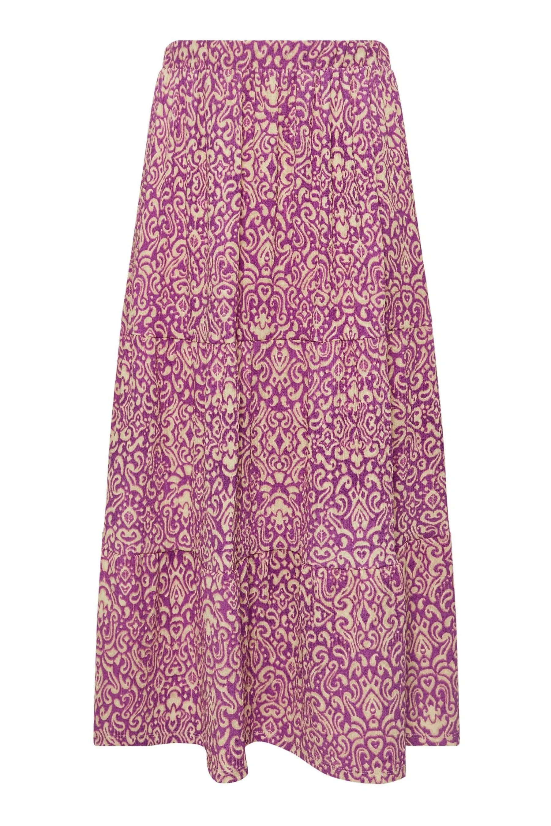 Yours Curve Paisley Print Textured Maxi Skirt    